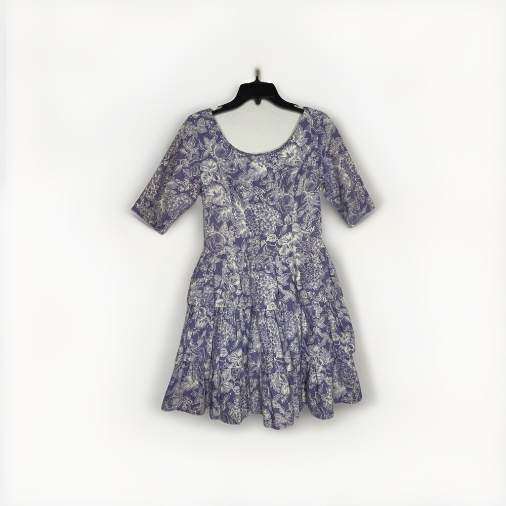 Laura Ashley vintage 80s cotton tea dress puff pastel floral Size US 10 Cottage